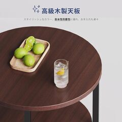 新品サイドテーブル 　円形　ダークブラウンの画像
