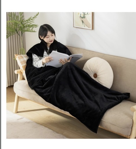 着る毛布 冬 着る寝袋 抗菌防臭 洗えるアウトドア 78x210cm ブラック