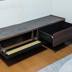 美品） パモウナ 石目柄天板 テレビボード 幅150cm リモコン操作可タイプの画像