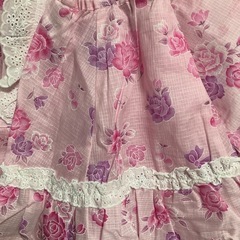 【新品】　ピンク花柄 浴衣ドレス　120の画像