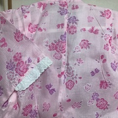 【新品】　ピンク花柄 浴衣ドレス　120の画像