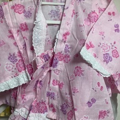 【新品】　ピンク花柄 浴衣ドレス　120の画像