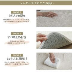 フリーリー シャギーラグ ラグ カーペット 200×200cm 約2 畳防ダニ 抗菌防臭 厚手 滑り止め付 ホットカーペット対応 繊毯 無地・ライトグレーの画像