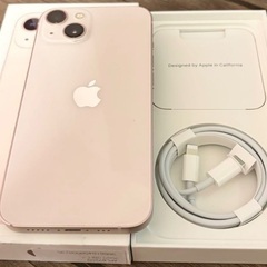 【美品】Apple iPhone13 128GB ピンク SIMフリー 充電器＆保護フィルム＆透明ケース＆箱付き 北見市の画像