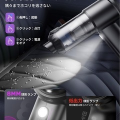 【新品未使用】ハンディクリーナー コードレス 車用掃除機 強力吸引力 大容量 LEDライト付きの画像