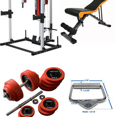 【セット売】ホームジム一式／パワーラック・オリンピックバー・ダンベル・可変ベンチ・プレート【合計62.5kg】の画像