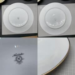 J338　NORITAKE　ノリタケ　ゴールドライン　洋食器セット　大皿1枚　パン皿5枚　ホワイト　未使用保管品　金彩　ディナーセット　プレート　ヴィンテージの画像