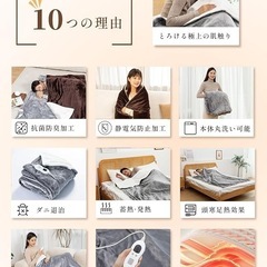 電気毛布 掛け敷き兼用 掛け 敷き 190×130cm 両面フランネル ブラウンの画像
