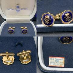 ロイヤルコペンハーゲン カフス カフリンクス　ROYAL COPENHAGEN　メンズアクセサリー　ネイビー船　美品の画像