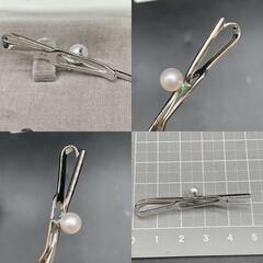 MIKIMOTO　ミキモト　真珠 シルバー ネクタイピン 大粒パール アコヤ真珠　M刻印S刻印あり　未使用保管品・一部緑青あり　メンズレディースの画像