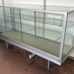 店舗什器 UACJ 片面前引きガラスショーケース 美品 無料 お引取り限定の画像