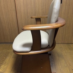 椅子 回転 木製 高さ調節機能付 肘付ハイバック回転椅子 〔コロチェアプラス〕 肘掛 ダイニングチェア こたつチェア イス 一人用 レザー 背もたれ ダイニングこたつ ハイタイプの画像