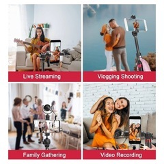 【市内配達無料】TikTok YouTube インスタ撮影 多機能スマートフォンビデオキット・ガンマイク付き＋追加購入品おまけ4点セットの画像