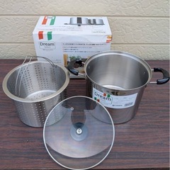 パスタパン ステンレス 22センチ DOSHISHA ドリームセレクト パスタ鍋 穴あき鍋 蒸し器 の画像