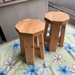 f●■木製スツール/椅子/チェア・高さ44cm【2脚セット】花台の画像