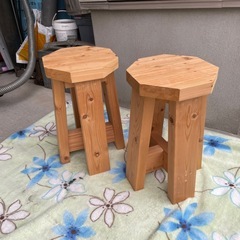 f●■木製スツール/椅子/チェア・高さ44cm【2脚セット】花台の画像