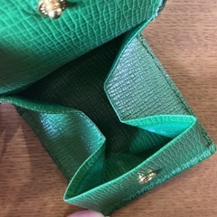 コインケース👛 オシャレな柄がワンポイント❗️ ミニ財布 財布 サイフ コンパクトサイズ 本革 緑の画像