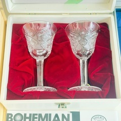 【良品/箱付】Bohemia ボヘミア クリスタル LEAD CRYSTAL GLASS 4箱セット ペアグラス×4（計8客）ワイングラス/ゴブレット カットグラス まとめの画像