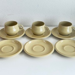 【保管品】Noritake/ノリタケ ストーンウェア カップ＆ソーサー セット（カップ3・ソーサー6）箱入り 贈答品/食器/コーヒーカップ/ティーカップの画像