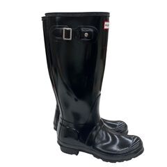 186000 HUNTER ハンター 長靴 ORIGINAL GLOSS TALL W23616  24 ブラック レインブーツ US6M/7F ゴム レディース [241223HM030007]の画像