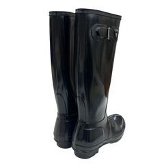 186000 HUNTER ハンター 長靴 ORIGINAL GLOSS TALL W23616  24 ブラック レインブーツ US6M/7F ゴム レディース [241223HM030007]の画像