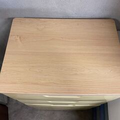 5段収納　No.4010　ホワイト/ウッド　チェスト　衣類収納　※日焼けあり　【リサイクルショップどりーむ天保山】の画像