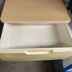 5段収納　No.4010　ホワイト/ウッド　チェスト　衣類収納　※日焼けあり　【リサイクルショップどりーむ天保山】の画像