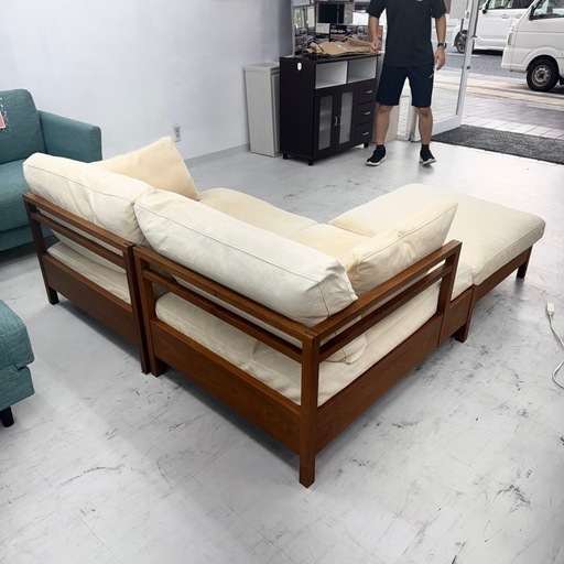 【お買い得‼️】定価63万♪ 超高級 現行モデル 広松木工 160cm幅カウチソファ(リポーゾシリーズ) ウォールナット無垢材フレーム