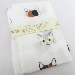 和小物 手ぬぐい 5枚セット 二重ガーゼ手拭い 白 ネコ柄 三毛猫 黒猫 ハチワレ猫 猫 ねこ ふくこい 綿100％ 日本製 お土産 おそろい 新品 【キモノオフ野々市若松店】の画像
