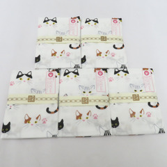 和小物 手ぬぐい 5枚セット 二重ガーゼ手拭い 白 ネコ柄 三毛...