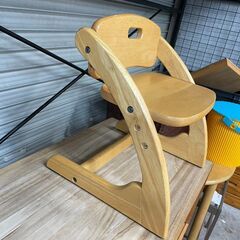 ベビーチェア　No.4016　ナチュラルカラー　木製　高さ調整可能　子供用イス　【リサイクルショップどりーむ天保山】の画像