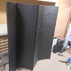 折りたたみ4連 衝立 ブラック パーテーション 間仕切り ブラインドの画像