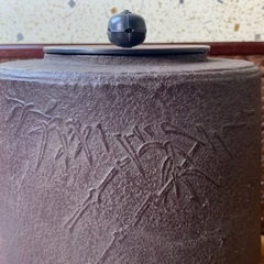 配送可能　 時代物　茶道具 筒釜　竹梅紋　竹節耳　茶釜 鉄釜 銅蓋 風炉釜　状態良好　古道具　アンティーク　骨董　古董　煎茶道具　 鉄瓶の画像
