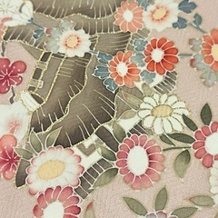 お着物、落ち着いたピンク系、桜紅葉菊菖蒲の画像
