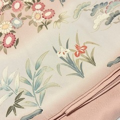 お着物、落ち着いたピンク系、桜紅葉菊菖蒲の画像