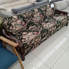 ★リユースのサカイ日立店★HJ7527 Karimoku 3人掛けソファ ダークブラウン H46～95×D82～99×W202 クリーニング済み の画像