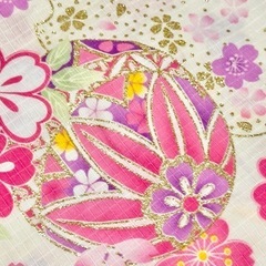 金ラメラメの浴衣、桜鞠柄、夏服の画像