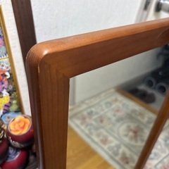 昭和レトロ　Elegant 木製全身鏡 ブラウンの画像