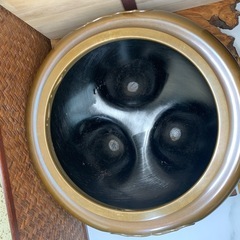【茶道具】未使用品 人間国宝 高橋敬典作 釜添 風炉師 藤田宗勝作 唐銅製 朝鮮風炉 共箱・在銘 銅蓋・釜環・栞付 良品の画像