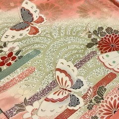 お着物、秋冬服、蝶々桜シルバーラメの画像