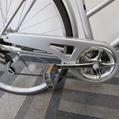 自転車 asahi アサヒ AFFICHE アフィッシュ シルバー 27インチ shimano 6段変速 カゴ付 自転車 ママチャリ シティサイクルの画像