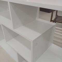 【ドリーム尾浜店】2段デザインラック　WH　※キズ　汚れ　スレ　シミあり　高さ(H)65cm× 幅(W)105cm× 奥行(D)29.5cmの画像