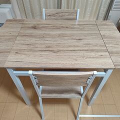 【伸縮式】 ダイニングセット 2人用 幅80〜120cmの画像