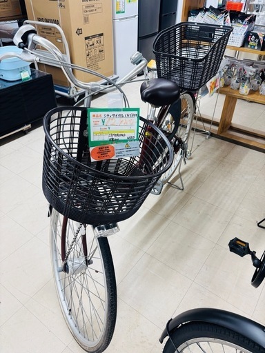 ★982　シティサイクル（26インチ・赤茶系）　カゴ付き　リサイクルマート鹿児島宇宿店