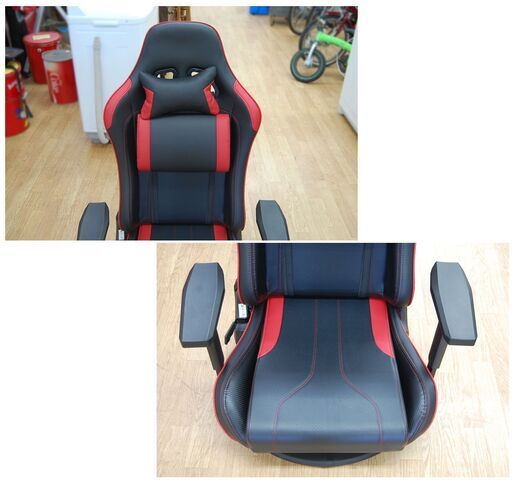 ニトリ ゲーミングチェア GM703 ロータイプ 360度回転 肘かけ付き