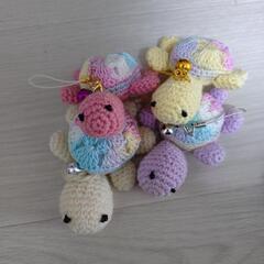 ハンドメイド　カメ　ストラップ　置物の画像