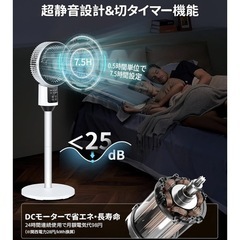 サーキュレーター 扇風機 1台多役 4D循環風 0.5-7.5hタイマー機能の画像