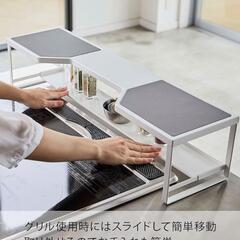 657fk 【未使用品・開封品】山崎実業(Yamazaki) コンロ奥ラック 排気口カバー付き 60ｃｍ コンロ用 ホワイト 約W70XD18XH15cmの画像