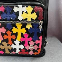CHROME HEARTS クロムハーツ 7TH GRADE マルチセメタリークロスパッチ付き レザーリュック バックパック ブラック マルチの画像