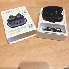 イヤホン bluetooth 耳挟み式 耳を塞がない ype‐C急速充電 黒の画像